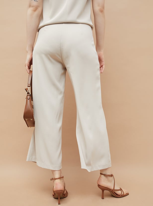 CODE Solid Wide Leg Trousers