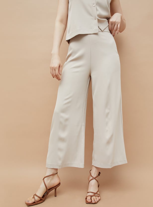 CODE Solid Wide Leg Trousers