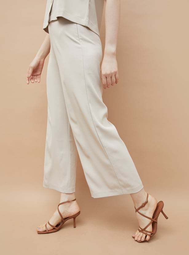 CODE Solid Wide Leg Trousers