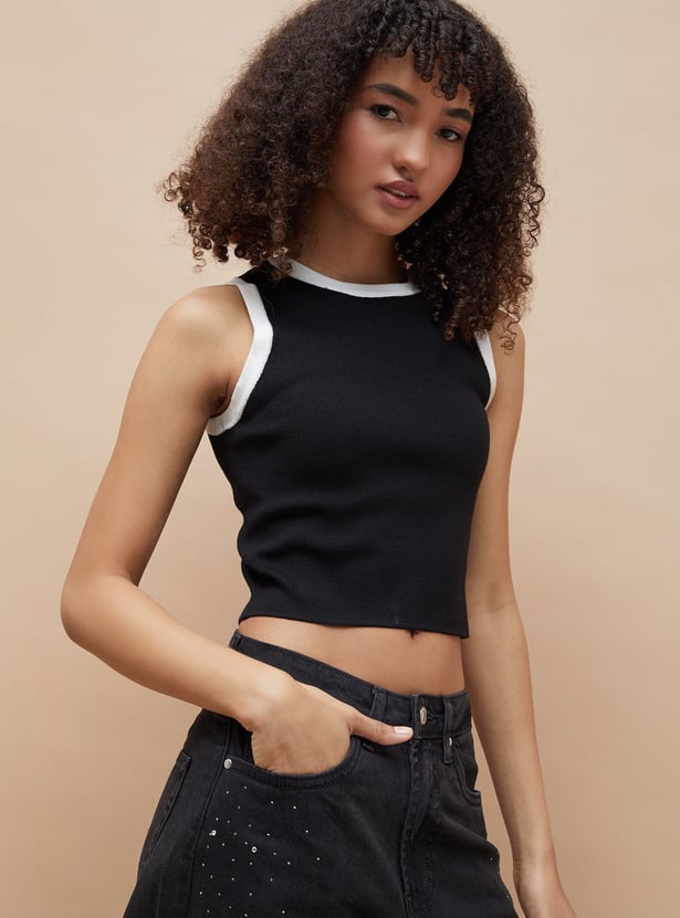 GINGER Ribbed Crop Tank Top