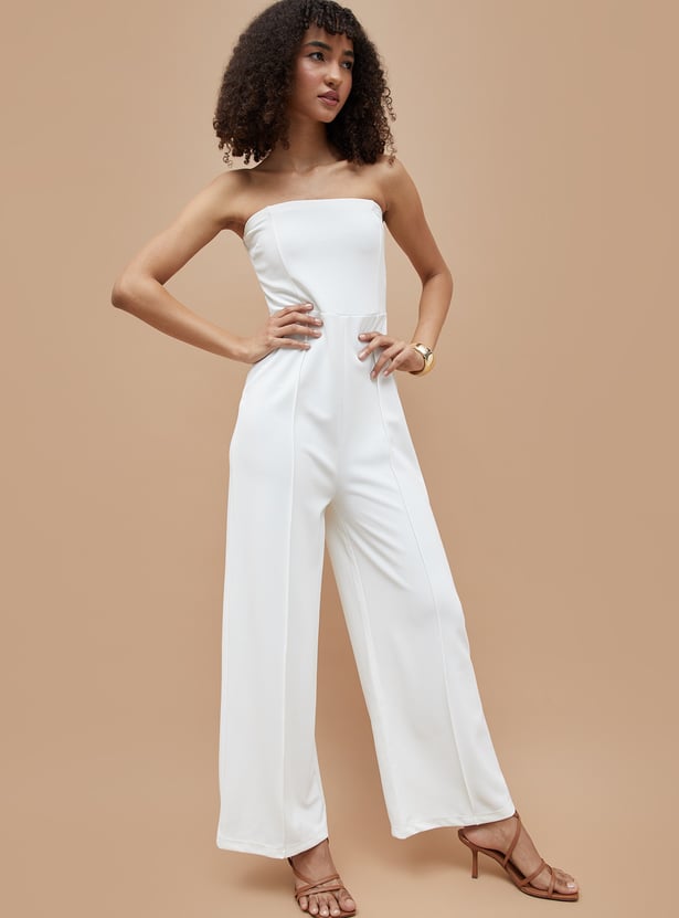 GINGER Pintuck Bandeau Neck Jumpsuit