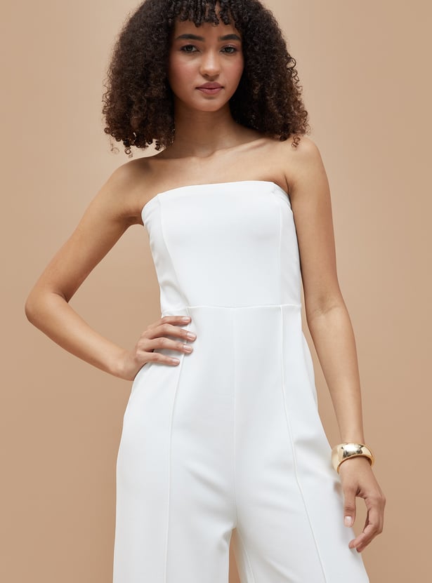 GINGER Pintuck Bandeau Neck Jumpsuit