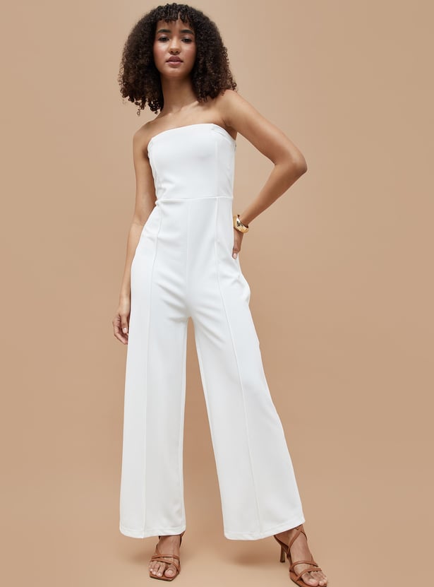 GINGER Pintuck Bandeau Neck Jumpsuit