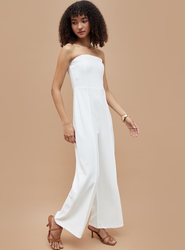GINGER Pintuck Bandeau Neck Jumpsuit