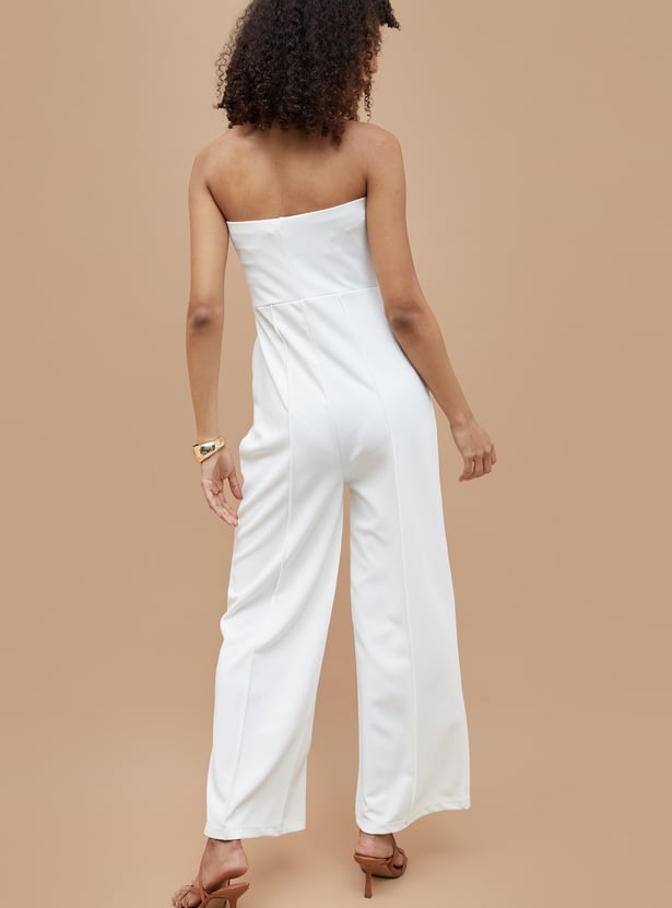 GINGER Pintuck Bandeau Neck Jumpsuit
