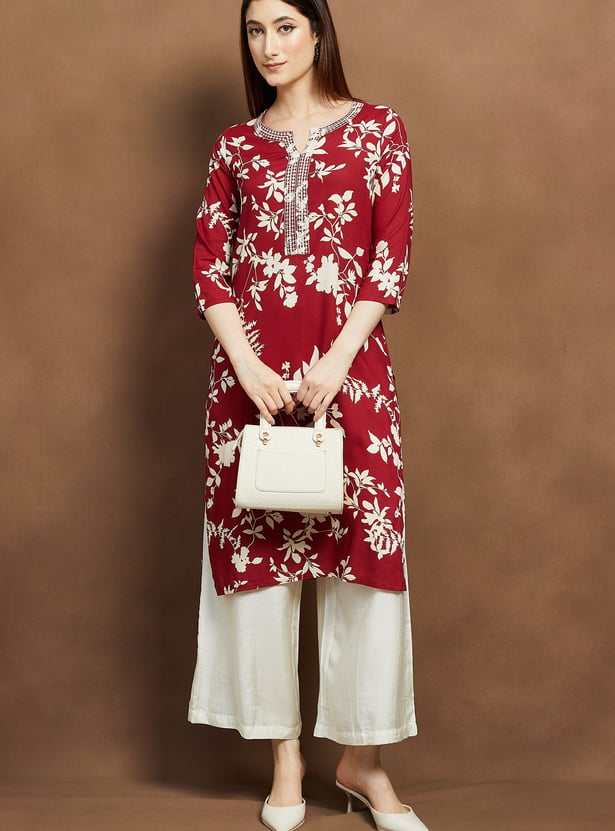 MELANGE Floral Print Straight Kurta