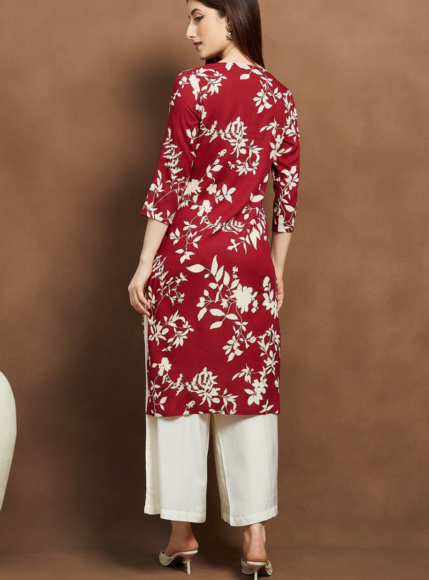 MELANGE Floral Print Straight Kurta