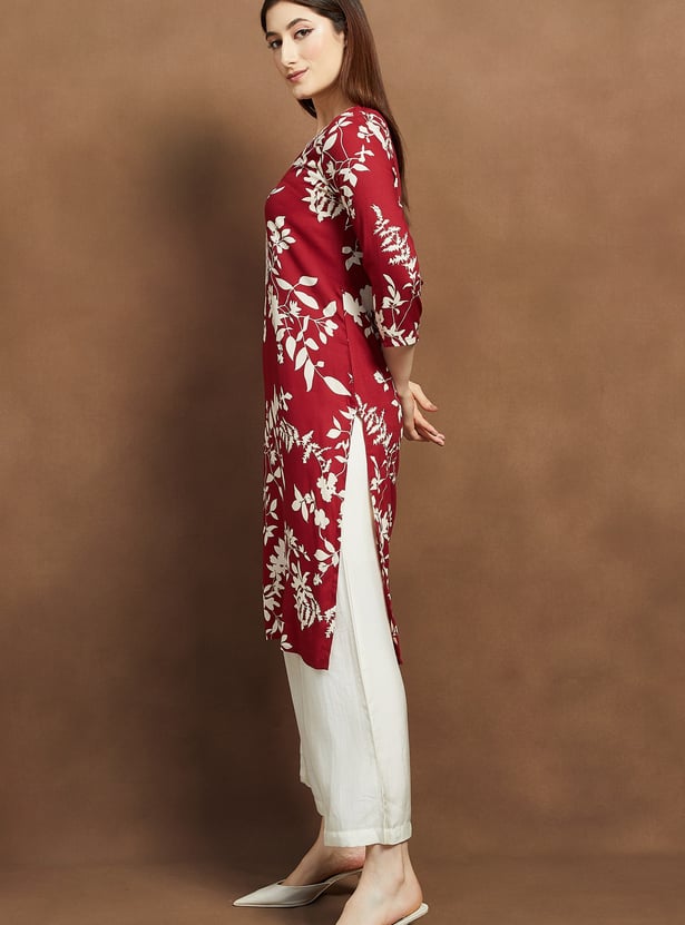 MELANGE Floral Print Straight Kurta