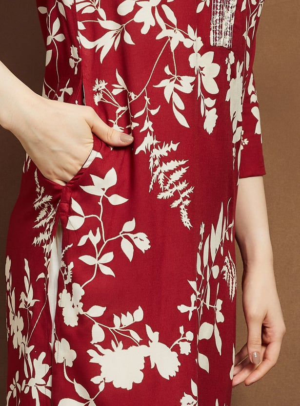 MELANGE Floral Print Straight Kurta