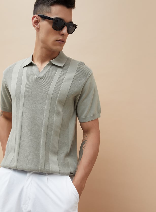 CODE Knitted Johnny Collar T-shirt
