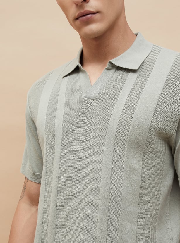 CODE Knitted Johnny Collar T-shirt