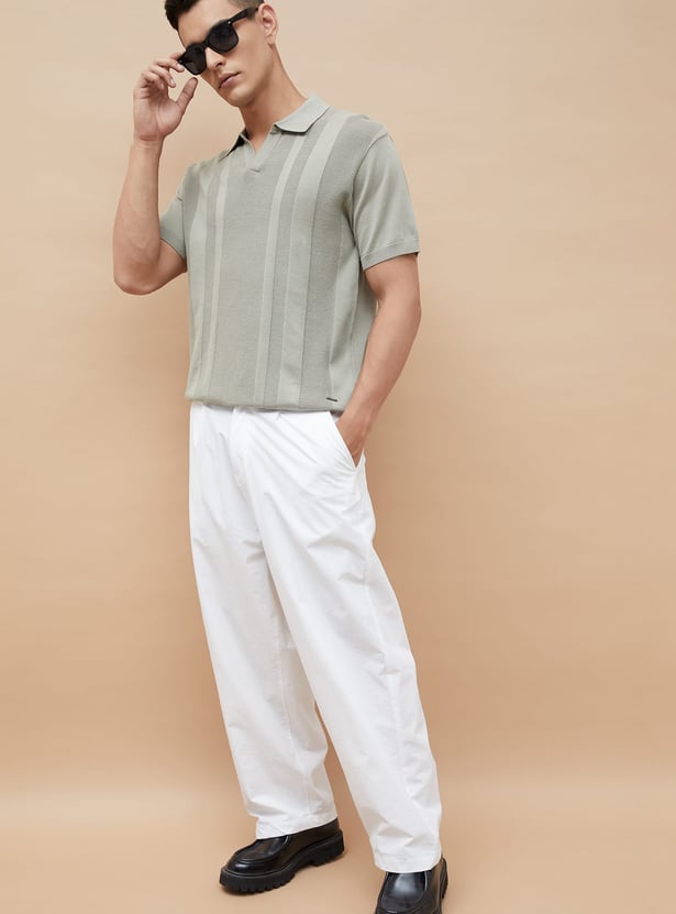 CODE Knitted Johnny Collar T-shirt