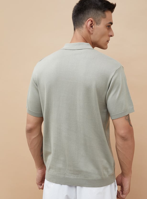CODE Knitted Johnny Collar T-shirt