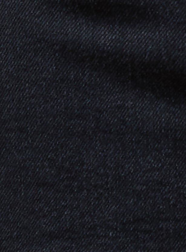GINGER Solid High-Rise Denim Shorts