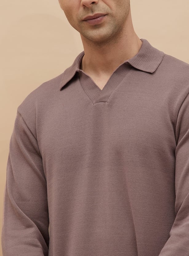 CODE Knitted Johnny Collar T-shirt