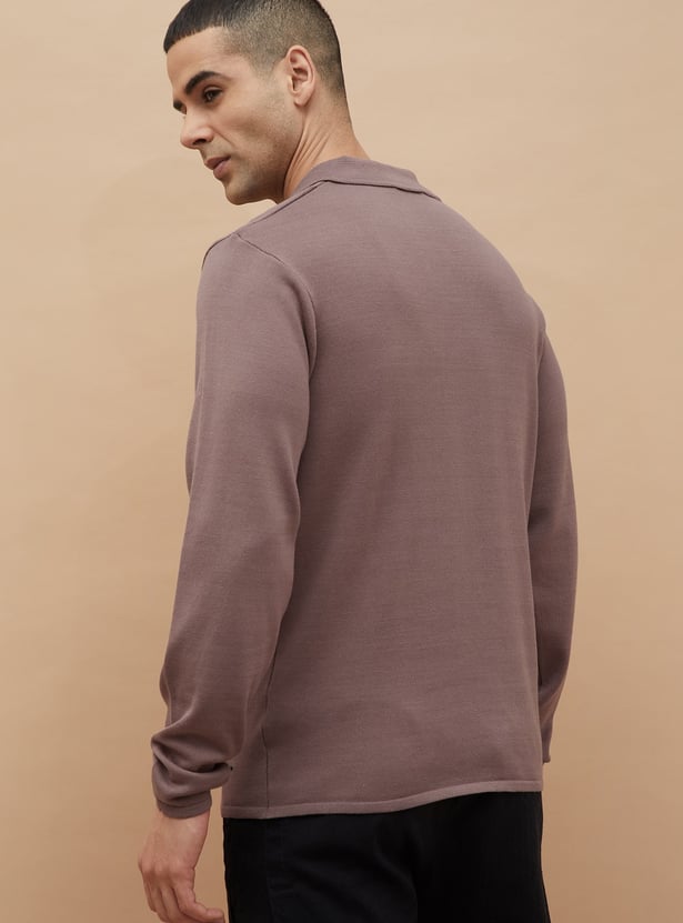 CODE Knitted Johnny Collar T-shirt