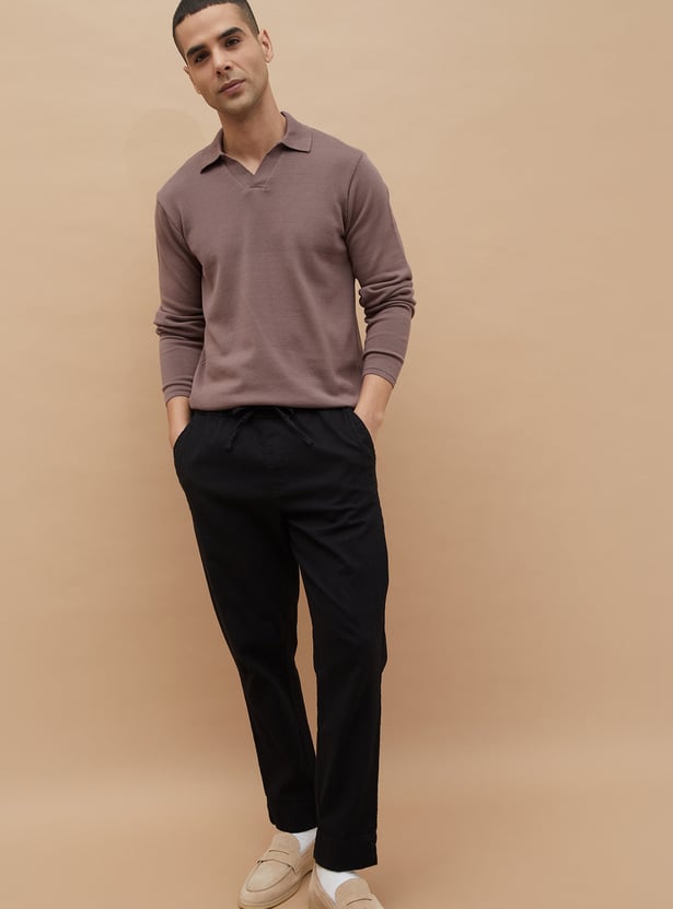 CODE Knitted Johnny Collar T-shirt