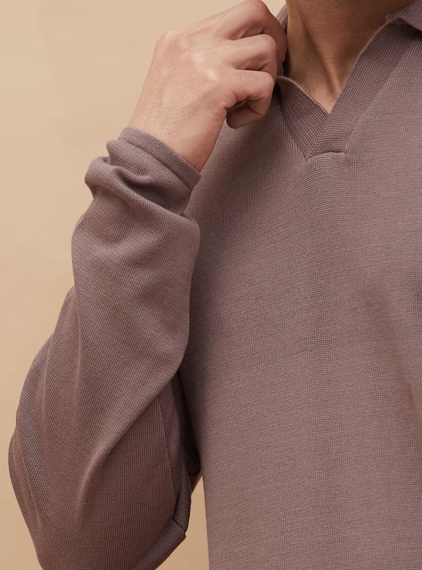 CODE Knitted Johnny Collar T-shirt