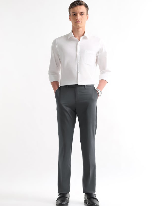 ARROW Solid Regular Fit Formal Trousers