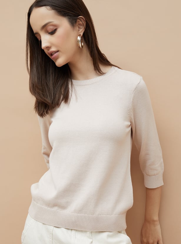 FAME FOREVER Solid Flat Knit Top