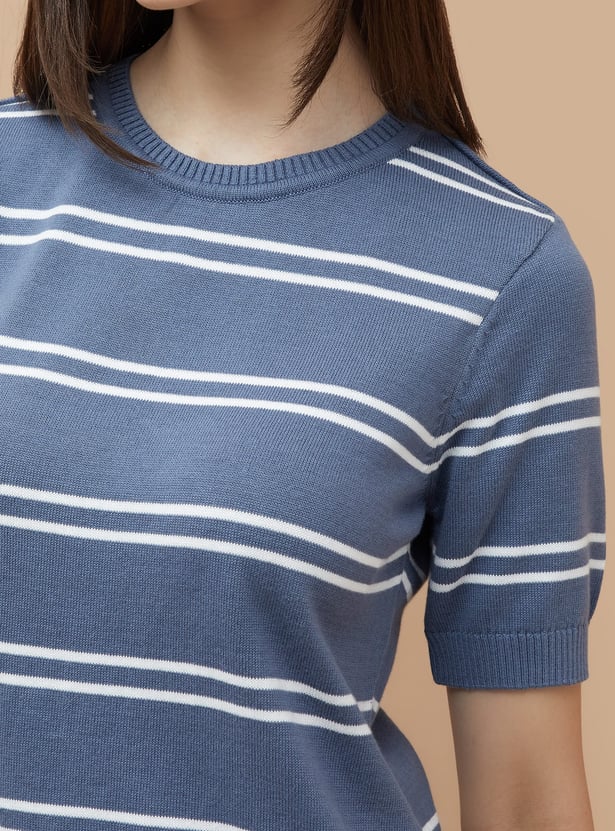 FAME FOREVER Striped Flat Knit Top