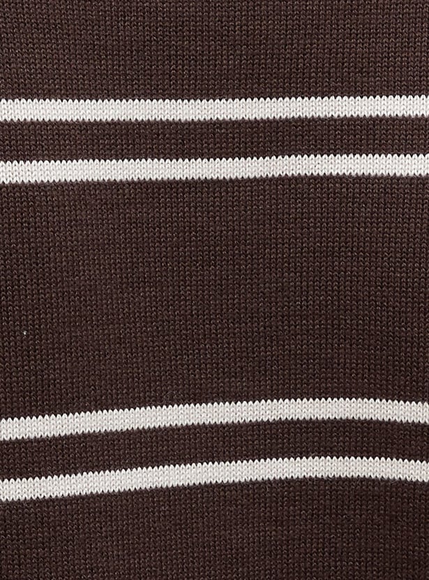 FAME FOREVER Striped Flat Knit Top