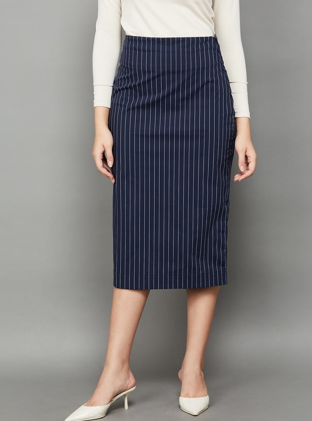 AND Striped Pencil Skirt