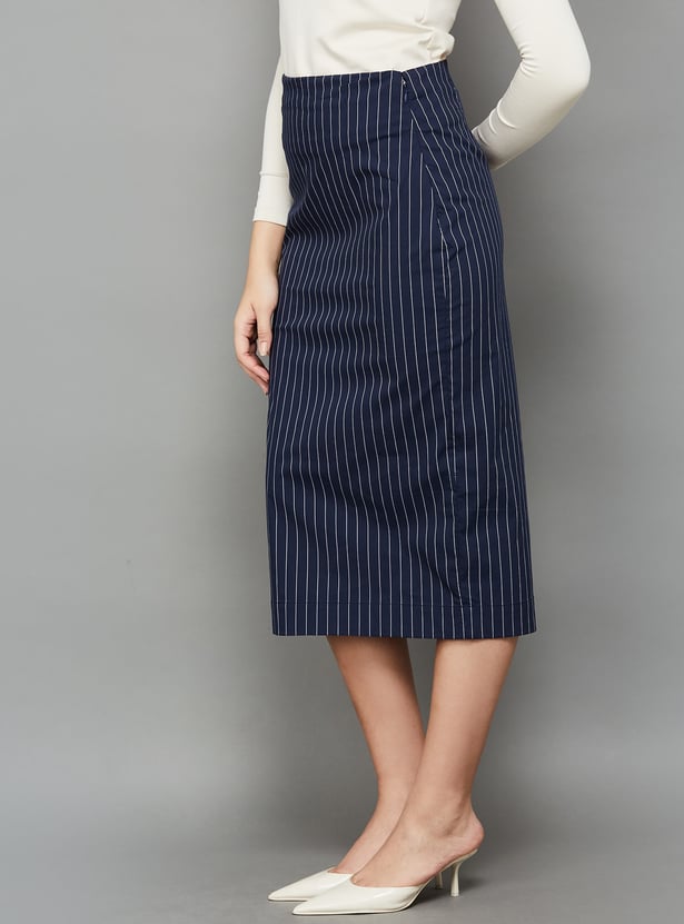 AND Striped Pencil Skirt