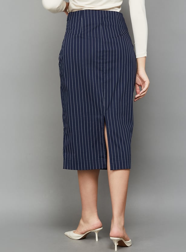 AND Striped Pencil Skirt