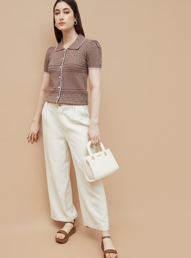 CODE Knitted Collared Top