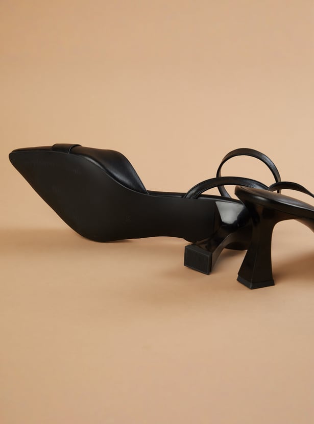 GINGER Buckle-Detailed Ankle Strap Spool Heels