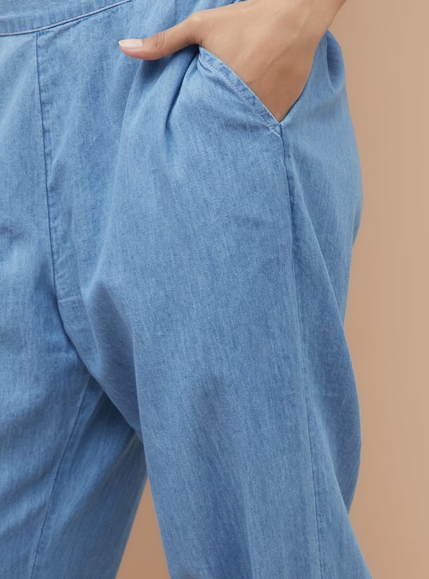 COLOUR ME Solid Denim Joggers