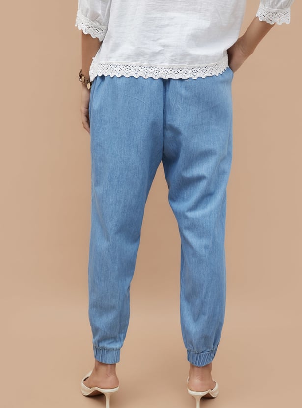 COLOUR ME Solid Denim Joggers