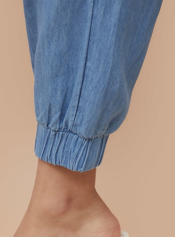 COLOUR ME Solid Denim Joggers