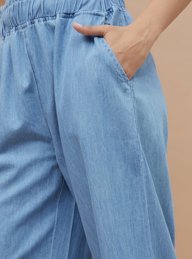 COLOUR ME Solid Elasticated Palazzos