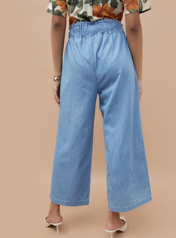 COLOUR ME Solid Elasticated Palazzos