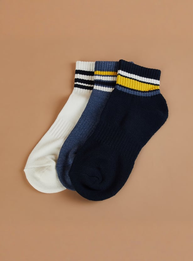 FAME FOREVER Striped Ankle Length Socks - Pack of 3