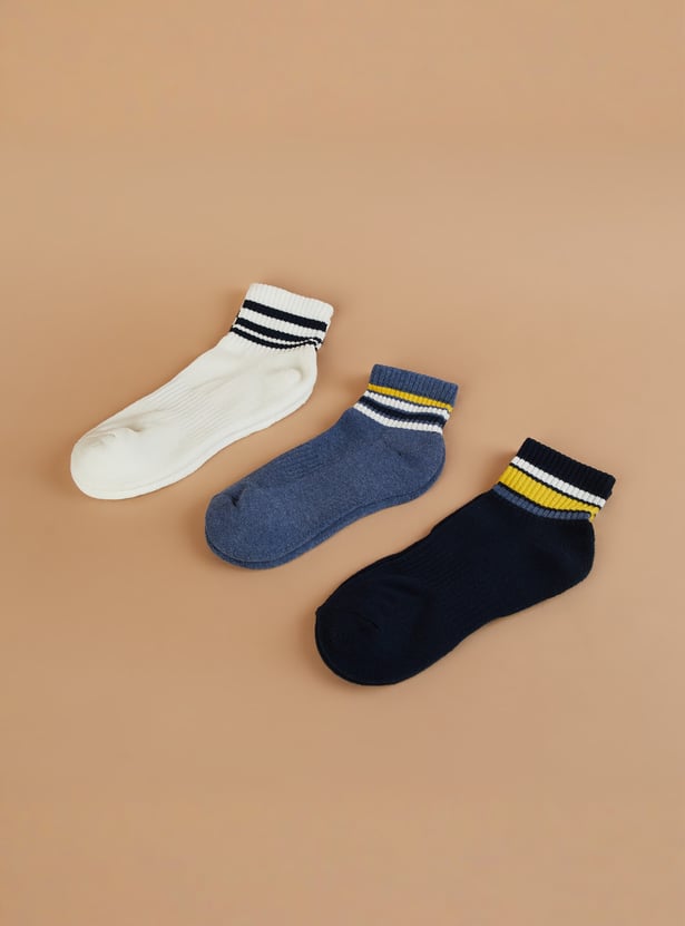 FAME FOREVER Striped Ankle Length Socks - Pack of 3