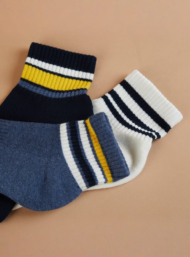 FAME FOREVER Striped Ankle Length Socks - Pack of 3