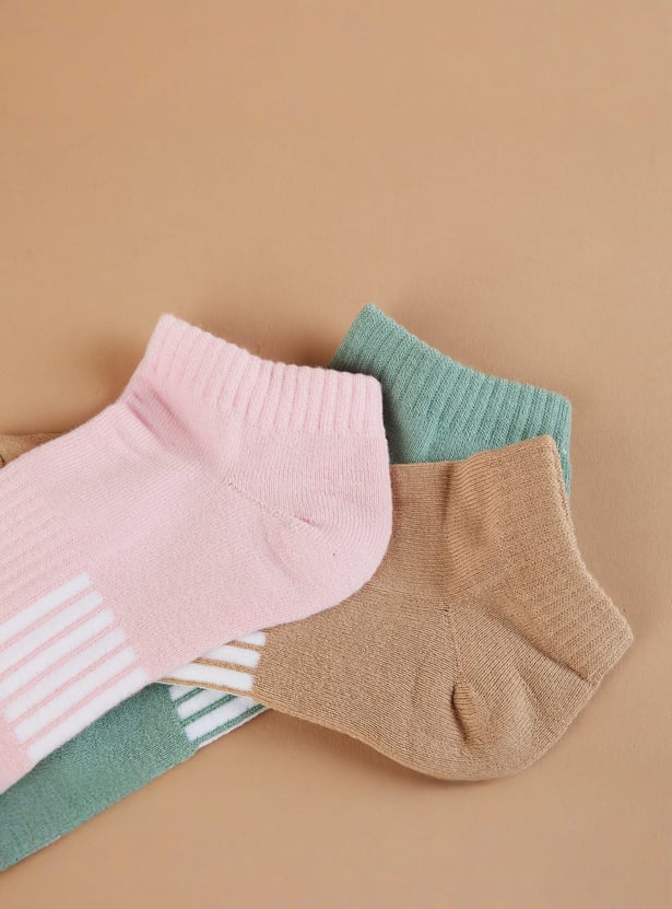 GINGER Striped Ankle Length Socks - Pack of 3
