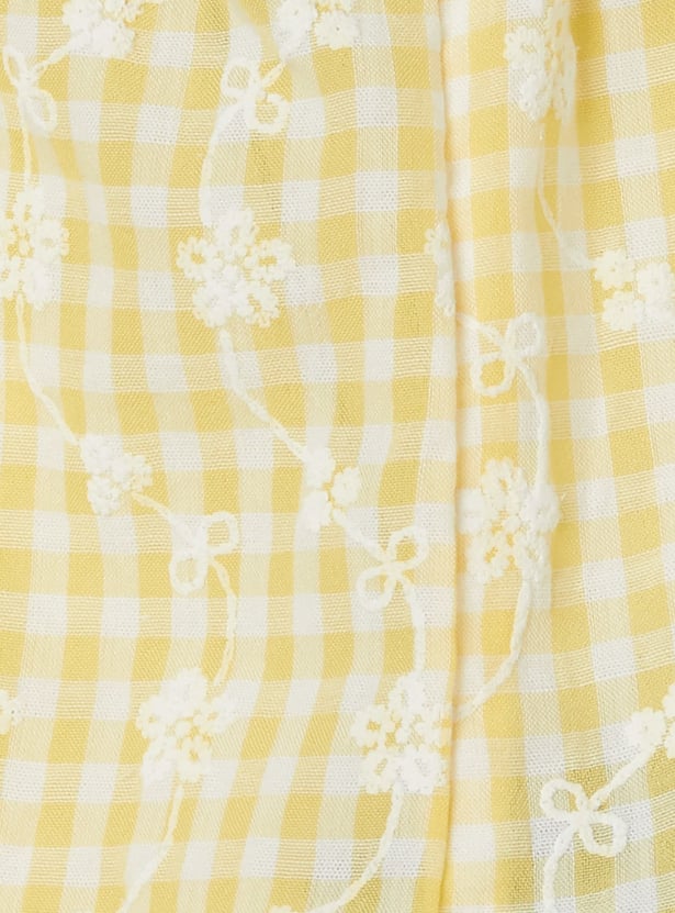 JUNIORS Girls Checked Shorts with Frill Trim