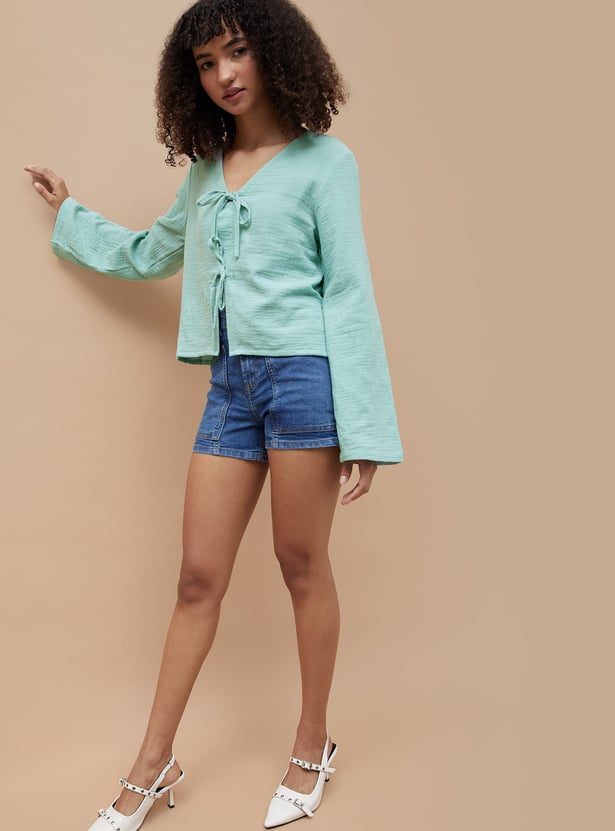 Buy GINGER Textured Tie-Up Top from Ginger at just INR 999.0