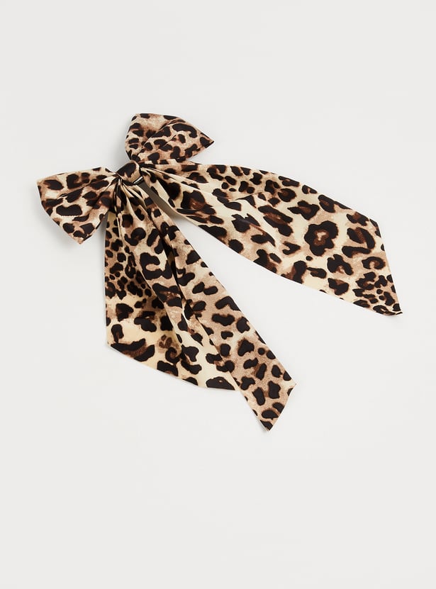 FAME FOREVER Printed Bow Accent Barrette Clip