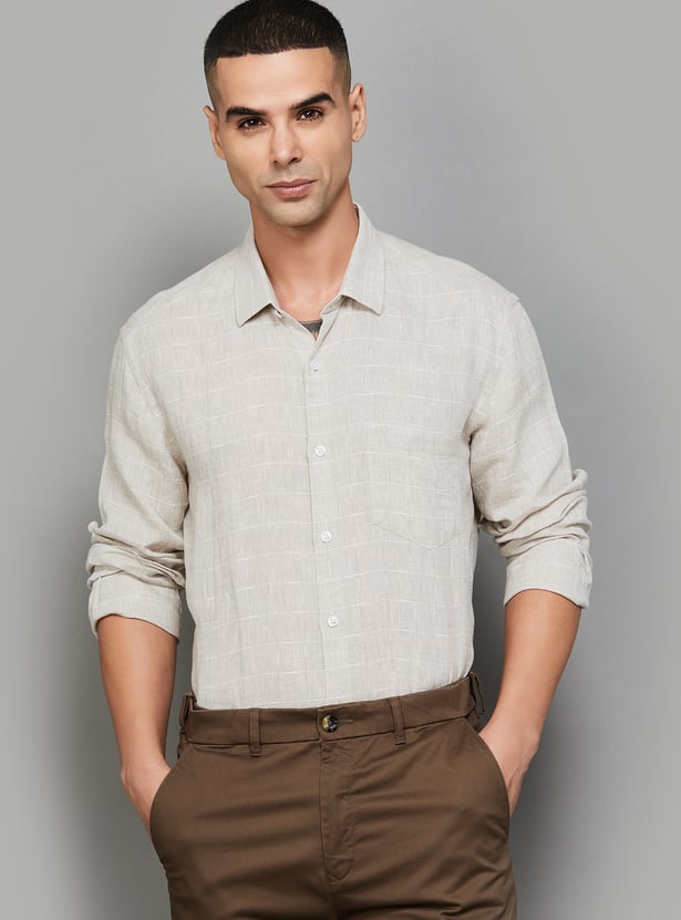 LINEN CLUB STUDIO Checked Slim Fit Shirt