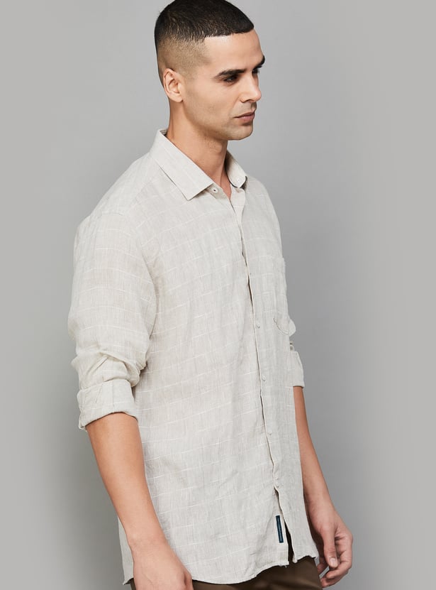 LINEN CLUB STUDIO Checked Slim Fit Shirt
