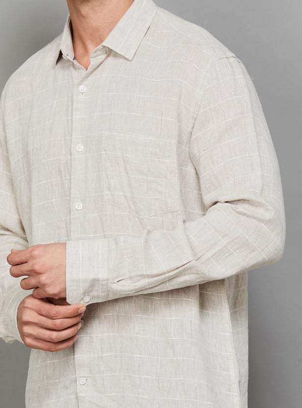 LINEN CLUB STUDIO Checked Slim Fit Shirt
