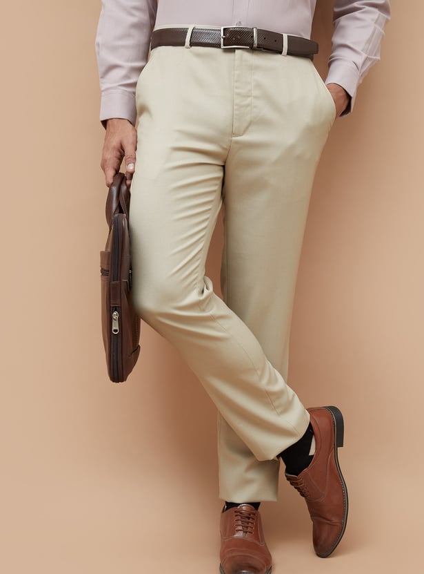 CODE Textured Regular Fit Formal Trousers