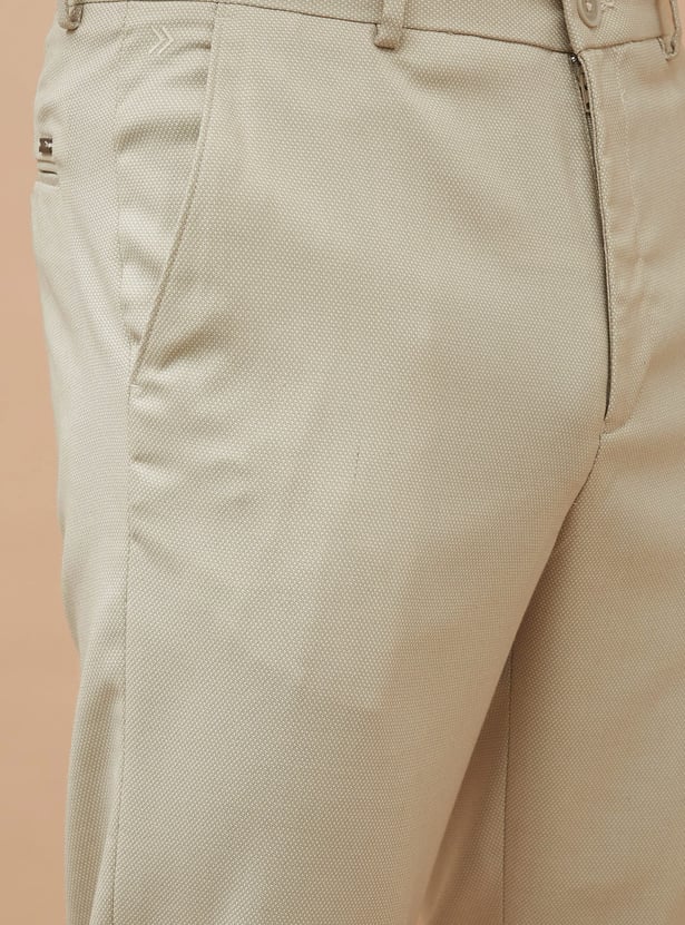 CODE Textured Regular Fit Formal Trousers