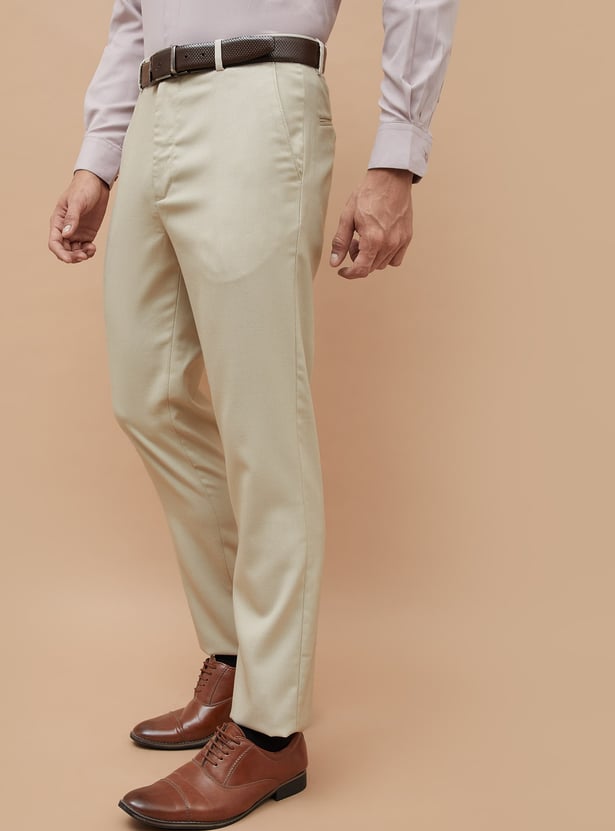 CODE Textured Regular Fit Formal Trousers
