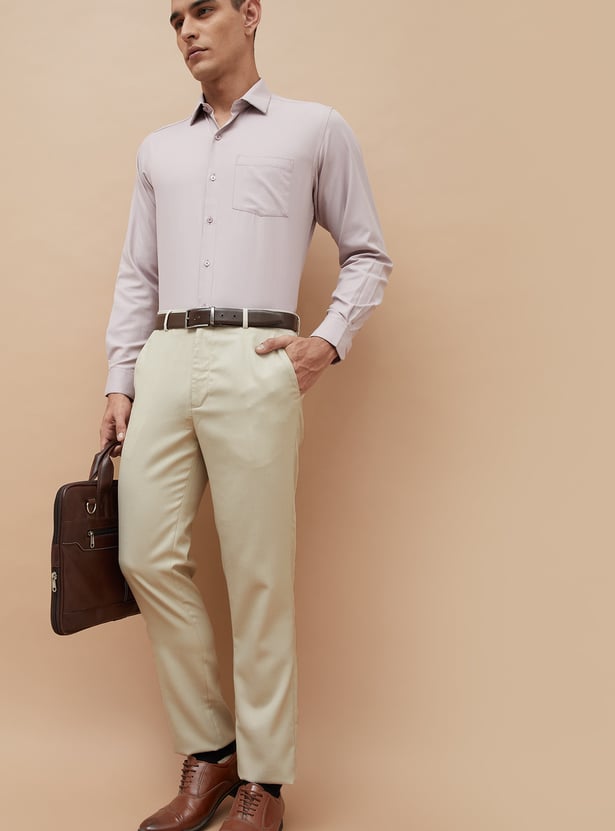 CODE Textured Regular Fit Formal Trousers